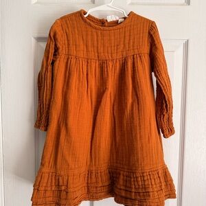 Orange Long-Sleeve Kids Dress